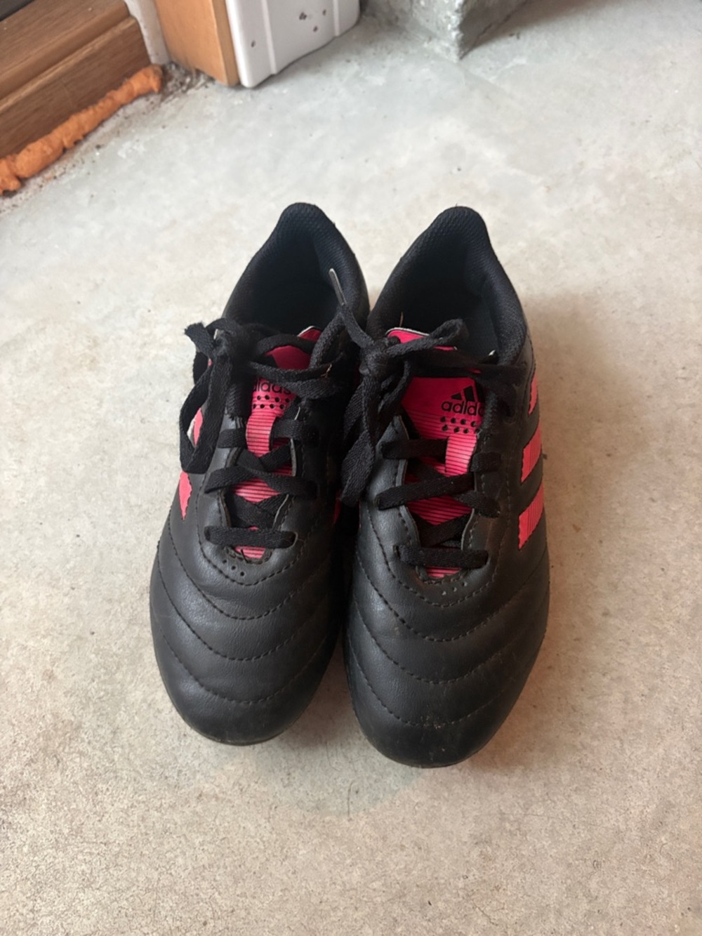 adidas Kids Black Sneakers with Pink Accents